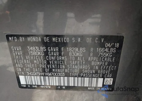 2019 Honda Fit Lx from USA, damaged, VIN 3HGGK5H41KM700303